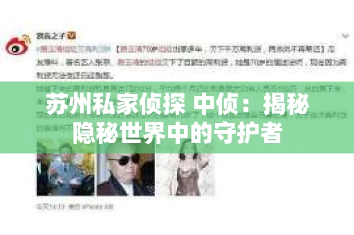 苏州私家侦探 中侦：揭秘隐秘世界中的守护者