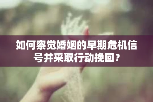 如何察觉婚姻的早期危机信号并采取行动挽回？